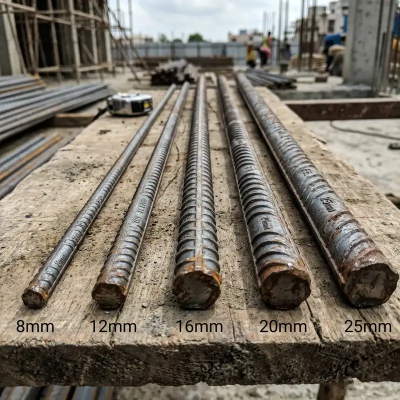 TMT Steel Bar sizes visual comparison